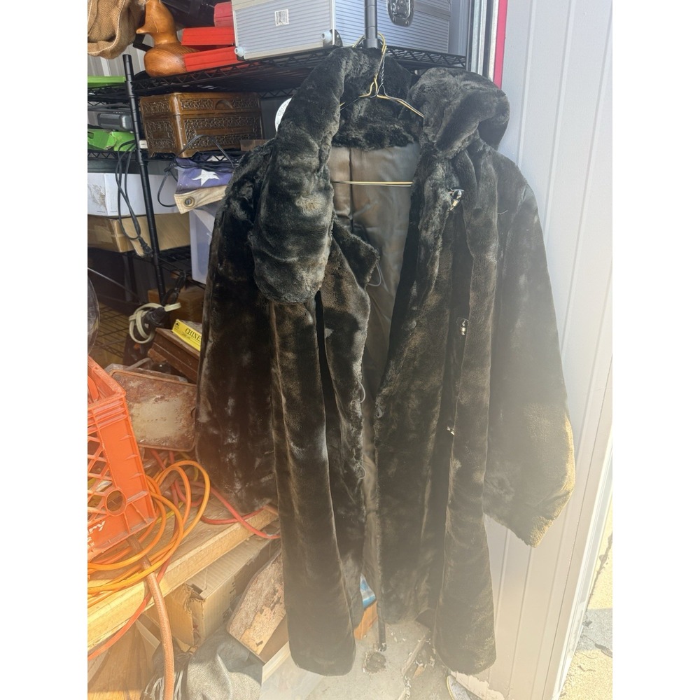 Vintage Hudson Seal Sealkin Sheldon Looms Black Faux Fur Coat 1930s 1940s